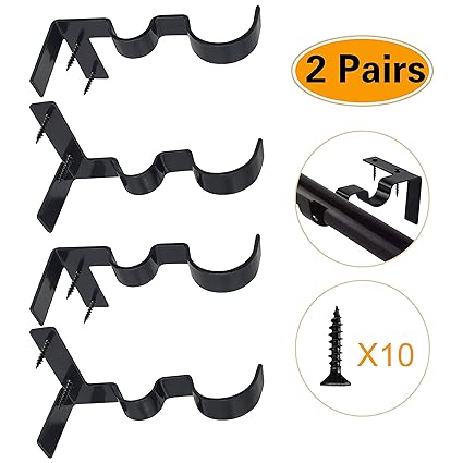 Amazon Com 2 Pairs Curtain Rod Brackets Set Double Curtain Rod