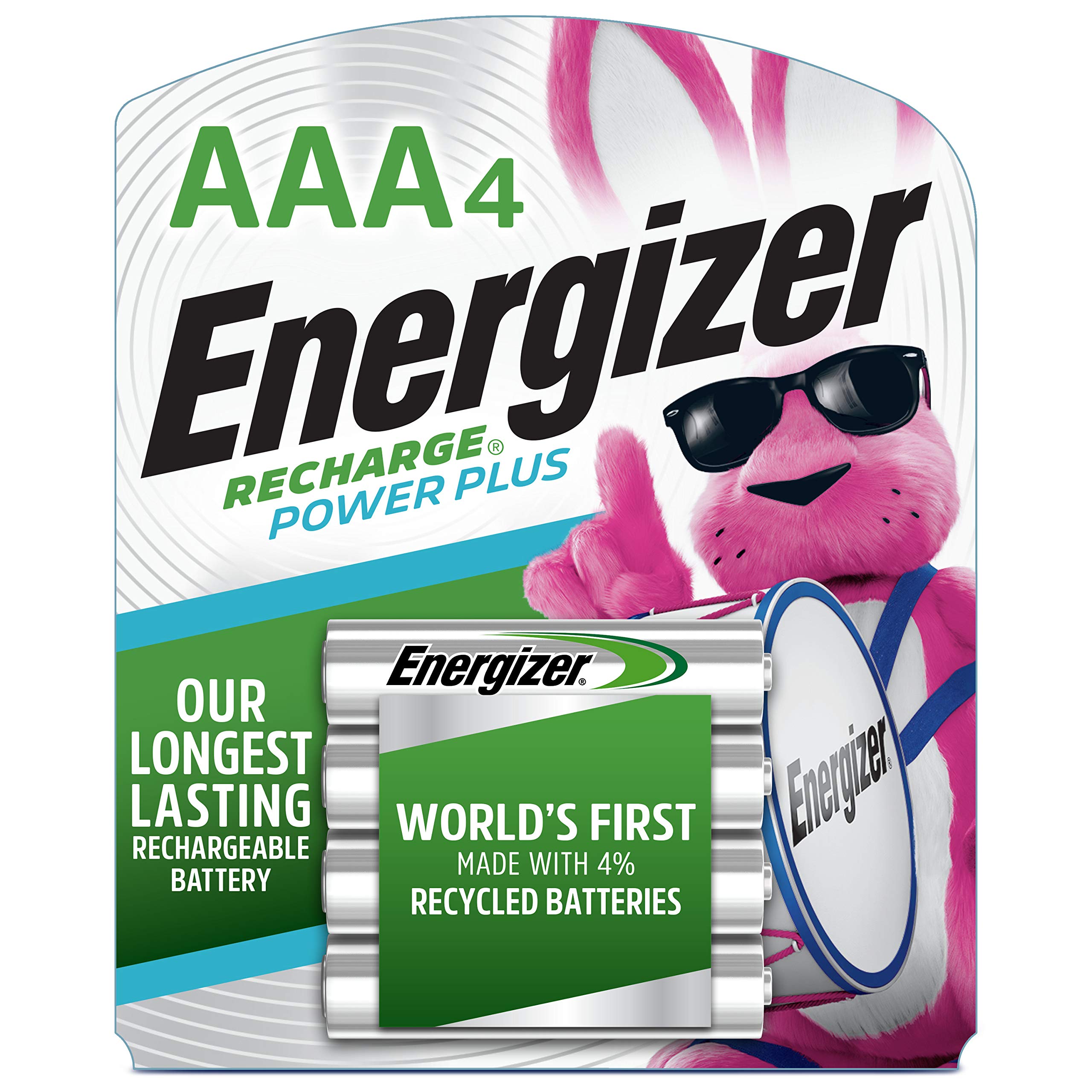 Energizer Rechargeable AAA Batteries, NiMH, 800 mAh, PreCharged, 4