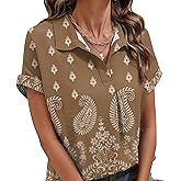 LOMON Womens Summer Clothes Womens Easter Shirt Trendy Tops Spring Top Dressy Summer Tops for Women 2026 Coffee Floral M