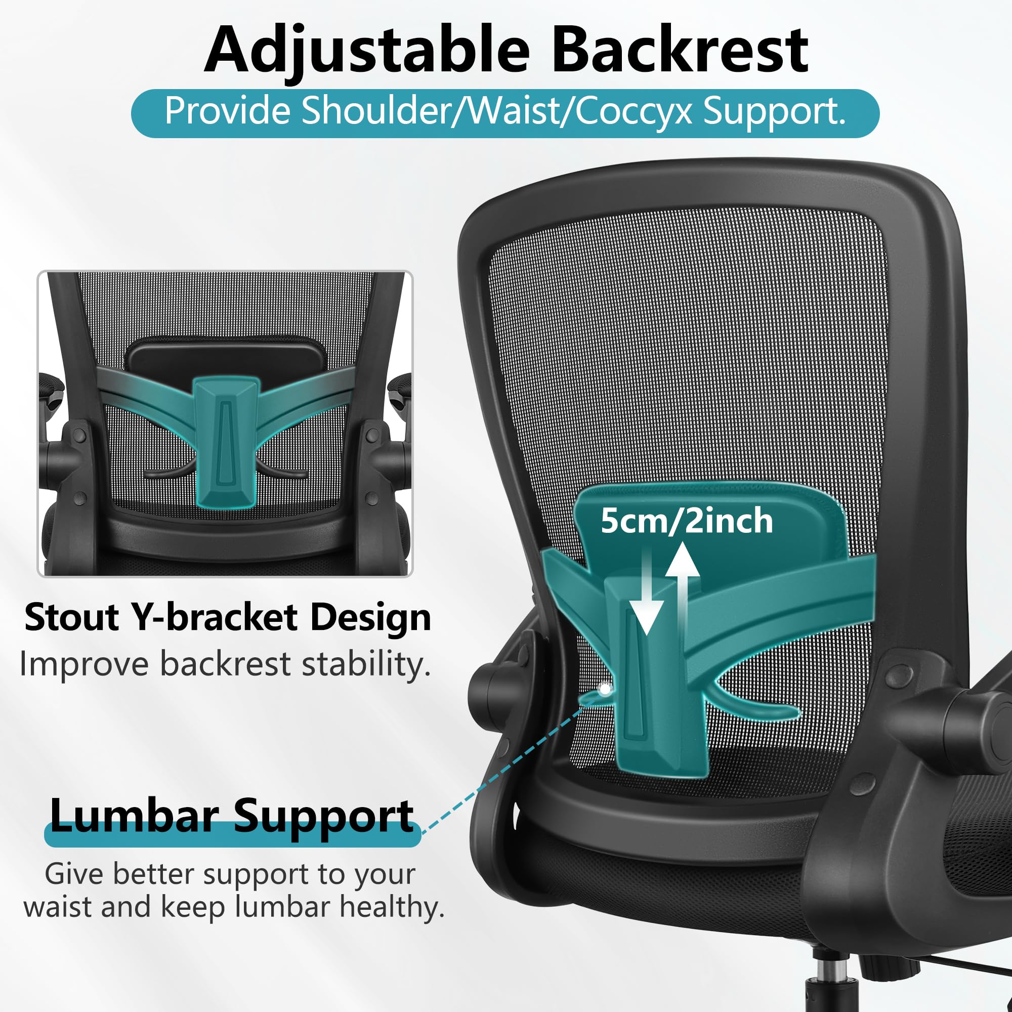 FelixKing Office Chair, Ergonomic Desk Chair Breathable Mesh Chairs Adjustable High Back Lumbar Support Flip-up Armrests, Executive Rolling Swivel Comfy Computer Chairs Home Office Black