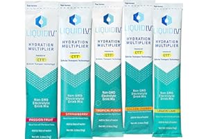 Gimme VR Liquid IV Hydration Multiplier Sampler Variety Pack - Strawberry, Passion Fruit, Tropical Punch, Golden Cherry, Lemon Lime - 5 Total Servings