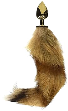 EasyToys Fetish Collection - Golden Analplug 8 cm - Mit Brauner 45 cm Fuchsschwanz Plug - Elegant Analspielzeug - Geeignet fü