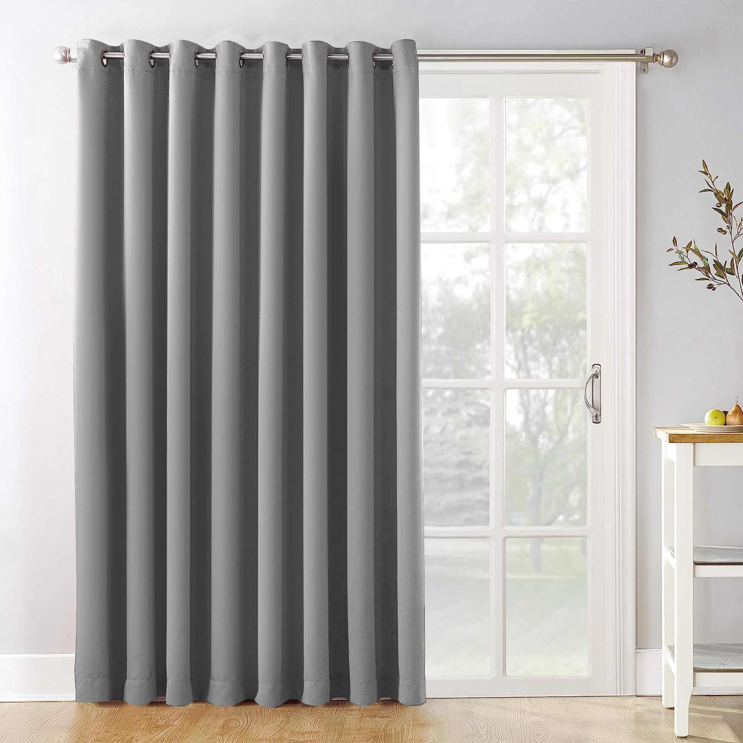 Yorkshire Bedding Eyelet Blackout Curtains 66x84 Inch Bedroom Thermal Insulated Light Grey Curtains for Livingroom Darkening 1 Panel + 1 Tieback