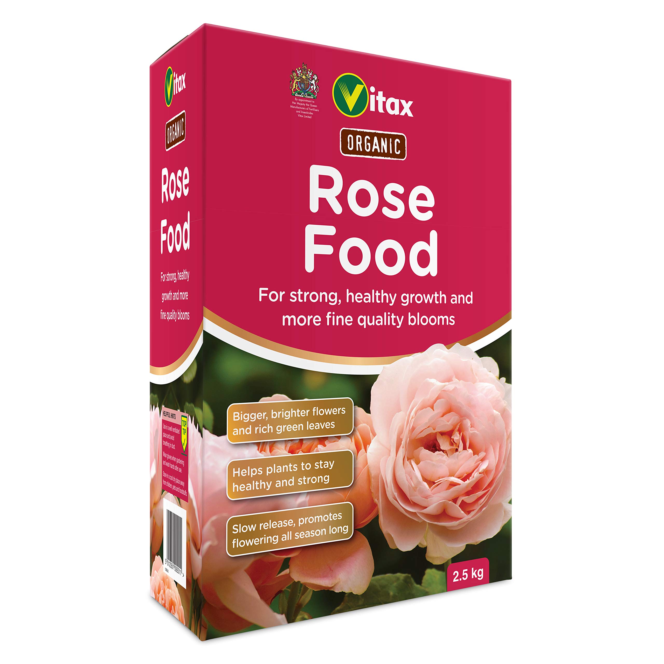 Vitax Organic Rose Food, Specially Tailored Nutrient Mix, Slow Release, 100% Organic, For Healthy Leaves And Bigger Blooms Of Flowers- 2.5Kg
