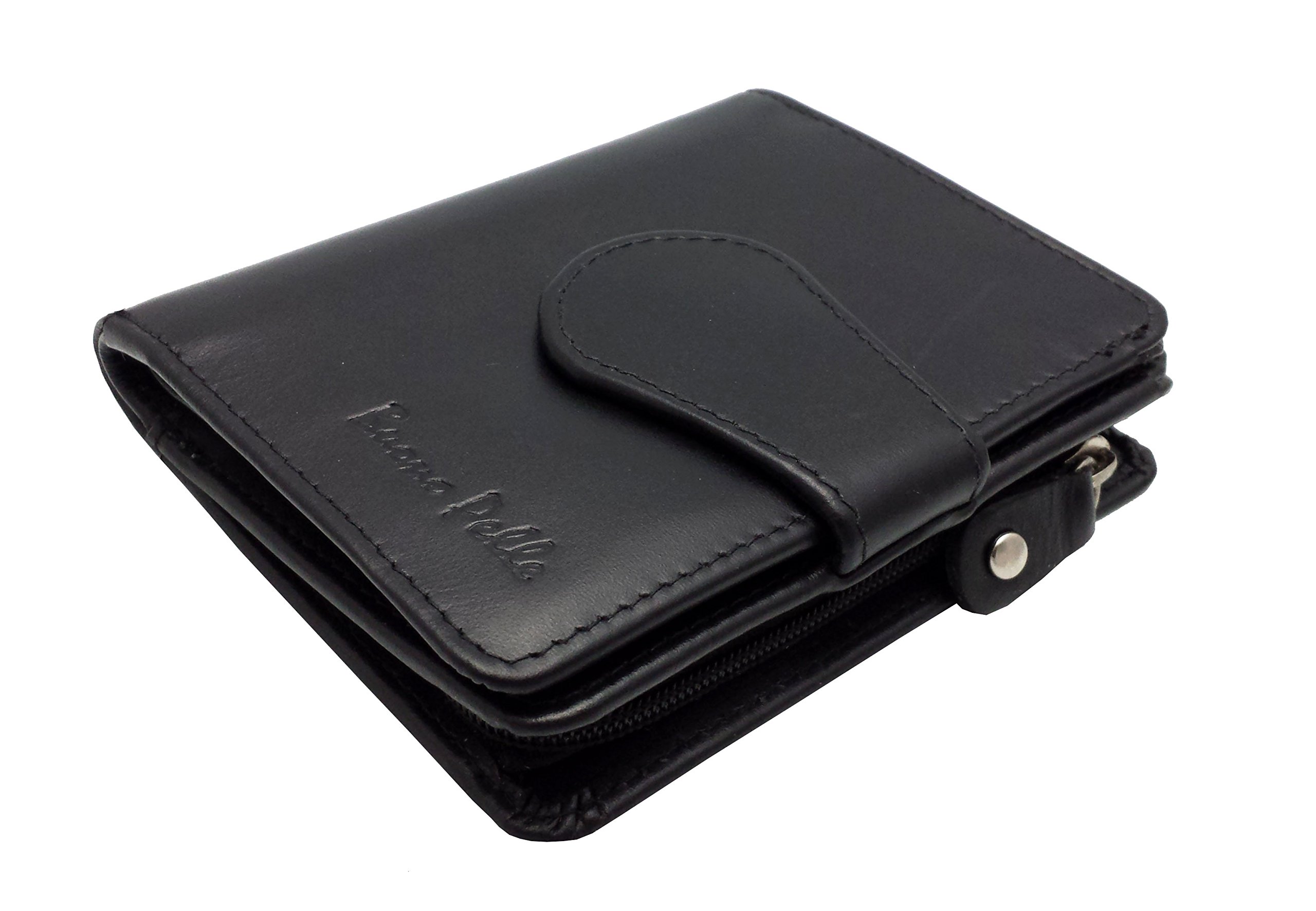 Buono Pelle RFID Blocking Ladies Women Designer Soft Veg Tan Leather Wallet with Secure Zip Coin Note Pocket ID Window Gift Boxed