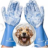 Bubble Hands Dog Washing Gloves with Bristle Scrubbers, Reusable Silicone Gloves Ideal for Pet Bathing, Massaging & Grooming 