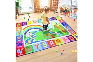 DETUM Kids Rug for Bedroom 3x5 ABC Educational Rugs for Kids Learning,Numbers Colour and Alphabet Animal Classroom Rugs Elementary,Soft and Non-Slip Playroom Rug for Todder Childern Nursery,Green