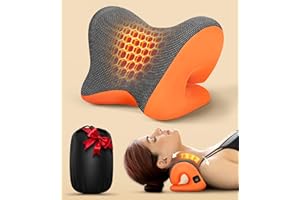Deep Neck Pain Relief w/Conductive Magnetic Therapy Heated Neck Stretcher, Graphene-Infused Heating Cervical Traction Device 