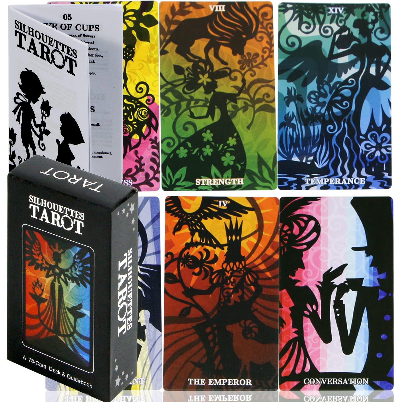 mrdiyshisha Silhouettes Tarot Deck - 83 Tarot Cards with Guidebook for Beginners (Include 5 Special Cards), Follow Rider-Waite-Smith Tarot System, Standard Size: 4.75