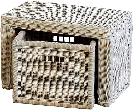 Stabile Sitzbank Flur aus echtem Rattan/Bad-Hocker Sitz-Bank Natur