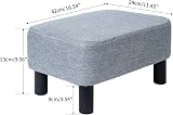 YMYNY 42cm Footstool Rectangle Ottoman with Stable Wooden Legs Light Blue view 6