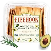 Firehook Avocado Oil, Sea Salt &amp; Chive Crackers, Artisan Baked, 8 oz | No Seed Oils, USDA Organic, Non-GMO Project Verified, Kosher, Vegetarian, Dairy-Free, Nut-Free, Baking, Dips &amp; Spreads