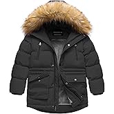 CREATMO US Boy's Winter Parka Water Resistant Hooded Puffer Fleece Lined Jackets Coats