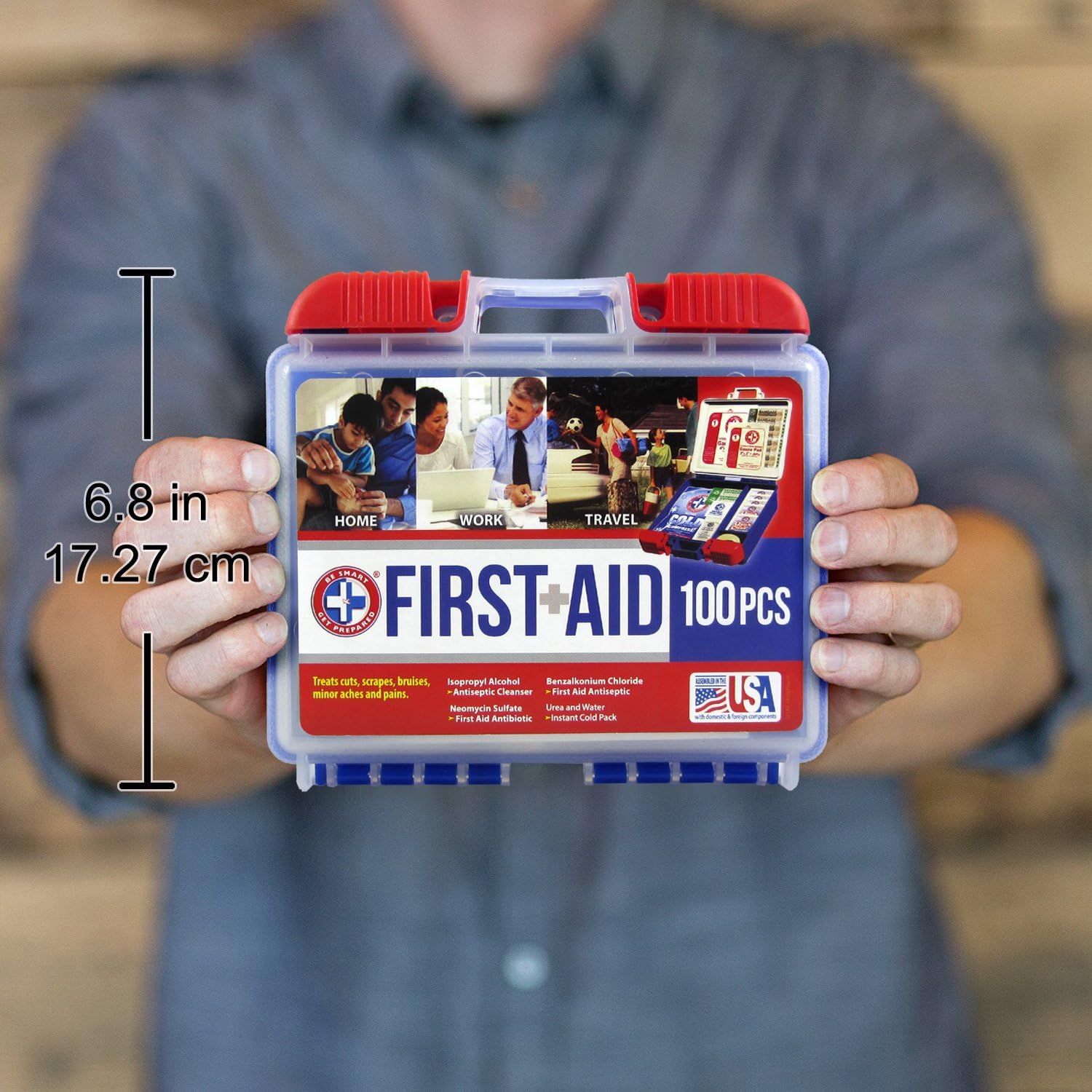 Be Smart Get Prepared 10HBC01082 100Piece First Aid Kit, Clean, Treat & Protect Most Injuries With The Kit that is great for Any Home, Office, Vehicle, Camping & Sports. 0.71 Lb: Health & Personal Care