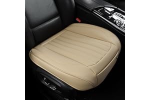 BWTJF 2 Pack Front Car Seat Bottom Covers, Universal Auto Seat Cushions, Nappa Leather Full Wrapping Edge Compatible with Most of Vehicles - SUVs/Sedans/Pickup Trucks, Beige