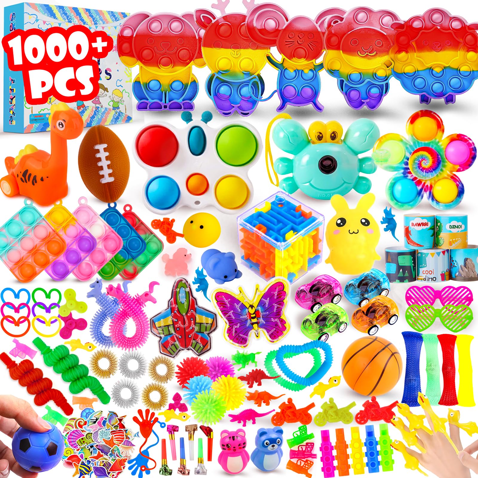 Photo 1 of 1000Pcs Bulk Party Favors for Kids, Fidget Toys Pack,Stocking Stuffers, Treasure Box Chest, Birthday Party, Classroom Carnival Prizes, Pinata Stuffers, Goodie Bag Stuffers, Stress Relief, Sensory Toys