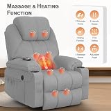 BareTay Power Lift Recliner Chair With Massage Heat USB Type C 2 Cup Holders view 5