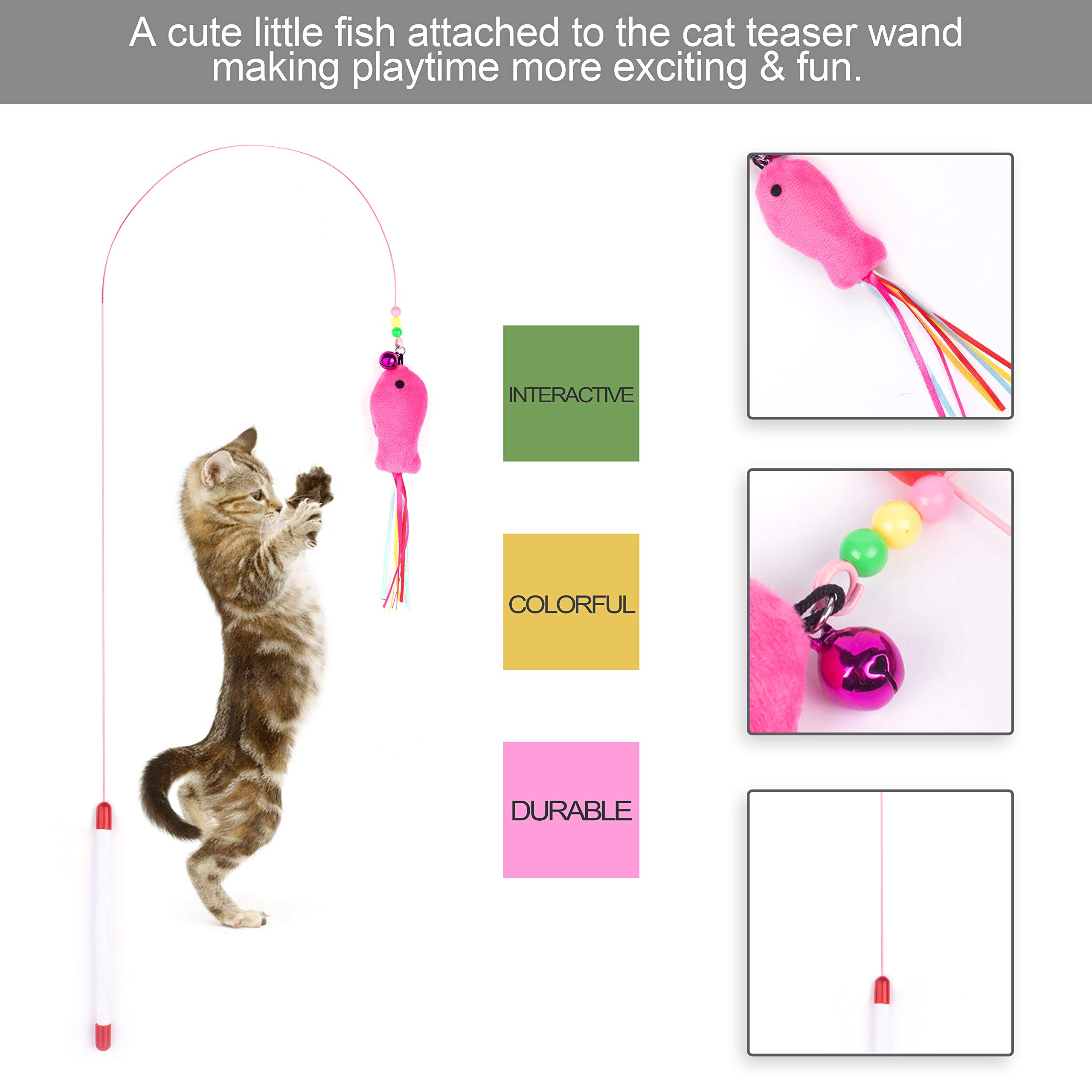 Cottia 16PCS Cat Toys Variety Pack - 2 Way Tunnel, Fluffy Mice, Cat Teaser, Tumbler, Spring Balls, Interactive Play & Exercise Kitten Toys Cat, Kitty (Color May Vary)