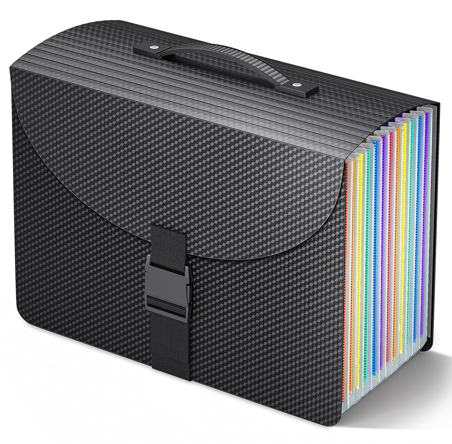 Fun Storage File Organiser Box Files Folder,13 Pockets Document Organiser Paperwork Organiser with Handle,Concertina File Expanding A4 Filing Folders for Home Office Home and Traveling, 2 x Tab