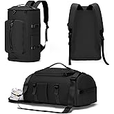 Gym Bag for Men Women with Shoes Compartment - Duffle Bag, Travel Backpack, Sports Backpack, Weekender Overnight Bag with Wet Pocket - Black, MIYCOO