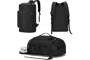 Gym Bag for Men Women with Shoes Compartment - Duffle Bag, Travel Backpack, Sports Backpack, Weekender Overnight Bag with Wet Pocket - Black, MIYCOO