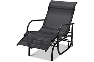 Spurgehom Outdoor Lounge Chair, Patio Recliner Lounge Chaise with Swing Glider Chaise Lounge for Patio, Lawn, Garden, Pool