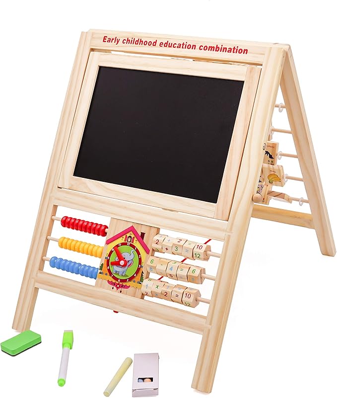 HYGRAD® 7 in 1 Kids Educational Easel Blackboard MultiActivity Drawing