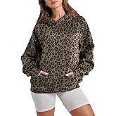 Ythomm Womens Cheetah Print Hoodie Oversized Leopard Graphic Fleece Hooded Sweatshirts Long Sleeve Pullover Tops With Pocket