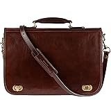 Time Resistance Leather Briefcase for Men - Italian