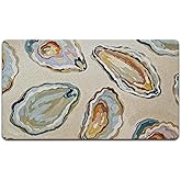 JINYO Coastal Beach Door Mat, Oyster Door Mat Indoor Outdoor Entrance Entryway Porch, Ocean Coastal Nautical Bath Mats for Ba