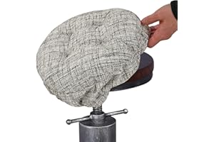 SINOSSO Modern Linen Bar Stool Cushion Dia.12, Fashion Interweaving Design Anti-Skid Silicone Round Stool Seat Cushion Cover Padded (White, S,1)