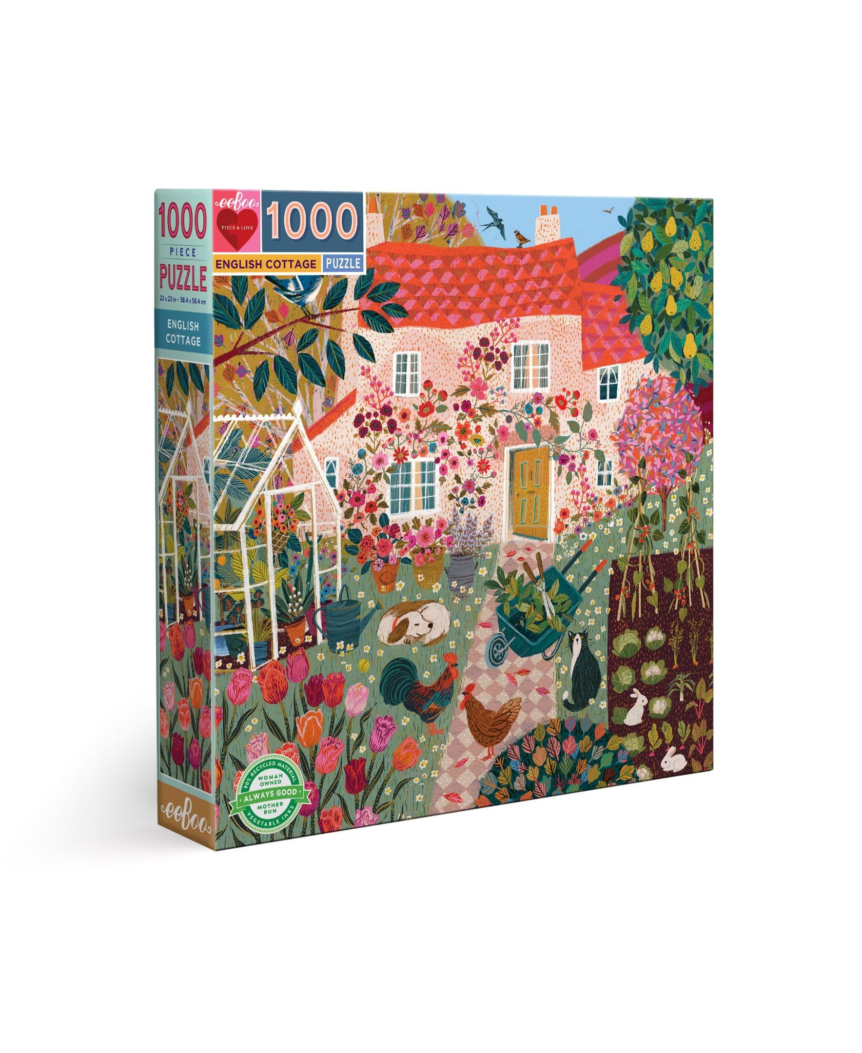 eeBoo - English Cottage 1000 Piece Jigsaw Puzzle for Adult Recycled Cardboard PZTCGE