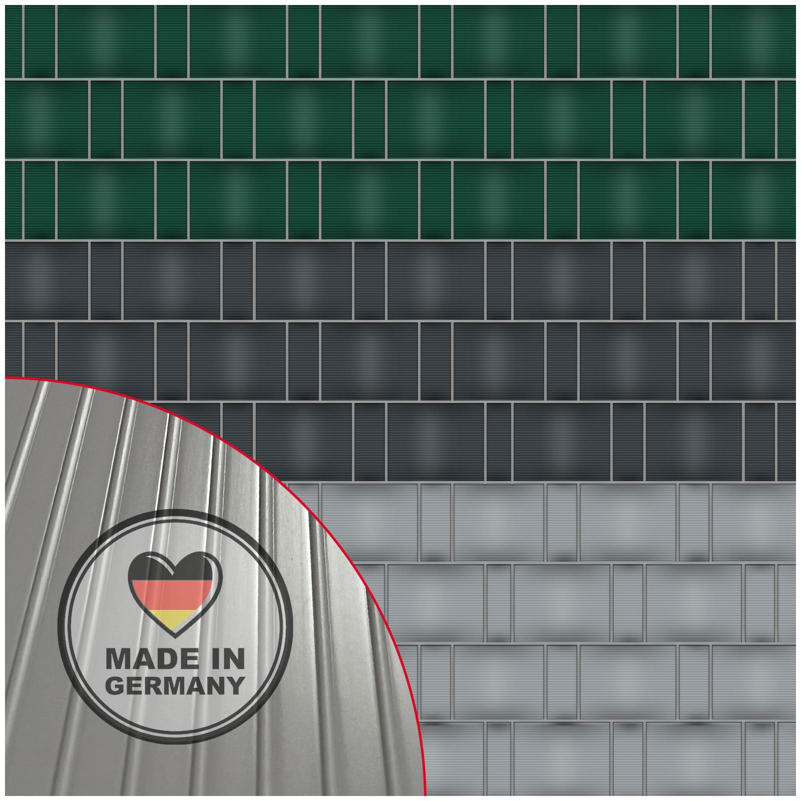 NOOR Privacy Screen Strips PP Pro Extra Strong for Double Rod Mat Fence - Fence Privacy Screen Light Grey 0.19 x 2.55 m - Thickness 1.5 mm Grooved - Opaque Wind and Privacy Screen - Fence Panels Made