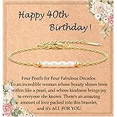 Tarsus Birthday Gifts for Women, Beautiful Pearls Precious Memories, Birthday Bracelet for 30th 40th 50th 60th Women, Birthday Gifts Ideas for Friend Sister Mom Grandma Aunt...