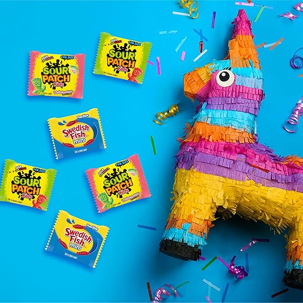 SOUR PATCH KIDS AND SWEDISH FISH MINI SOFT & CHEWY CANDY VARIETY PACK, BULK CANDY, 80 TREAT-SIZE SNACK PACKS