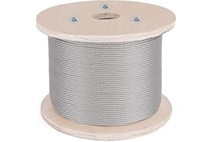 BEST BROSE 3/16 Inch 7x19 Stainless Steel Aircraft Cable Reel 500FT Stainless Steel Cable T316 Wire Rope for Garage Doors Winches and Tie Down Applications(500FT)