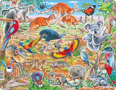 Larsen FH45 Australia Fauna 60 Piece Jigsaw Puzzle Tray Frame Figure Pieces