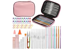 UOOU 80 Pcs Crochet Set for Beginners, Crochet Hooks Crochet Kit with Storage Case, Ergonomic Knitting Needles Blunt Needles, Scissors, Stitch Marker DIY Hand Knitting Craft Art Tools for Beginners