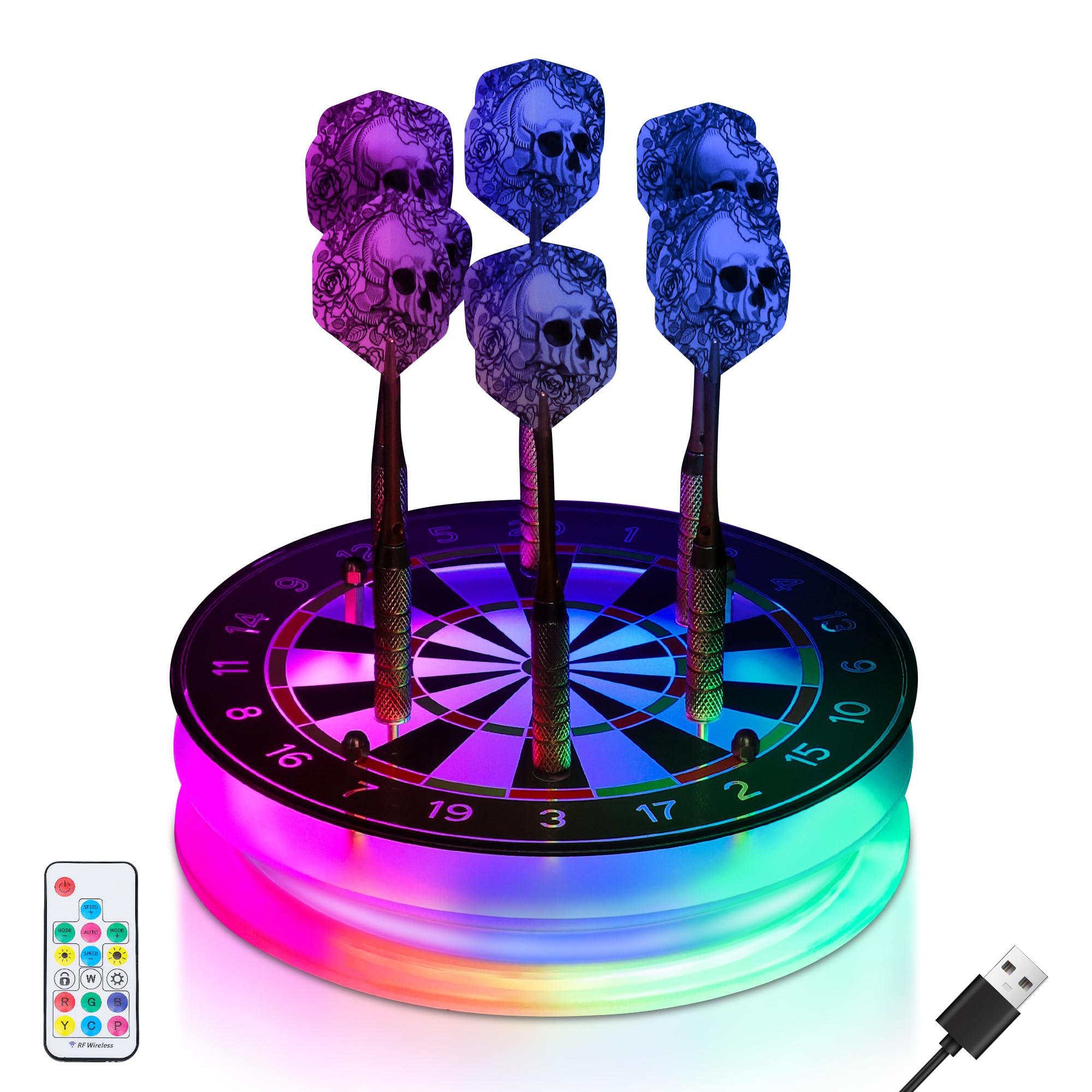 CoolGift Mart Leuchtender Dart-Halter, Acryl Dart Stand mit mehreren Farbmodi und Helligkeit Einstellung Funktion mit Fernbedienung, Geburtstag Weihnachten Geschenke für Männer oder Darts-Enthusiasten