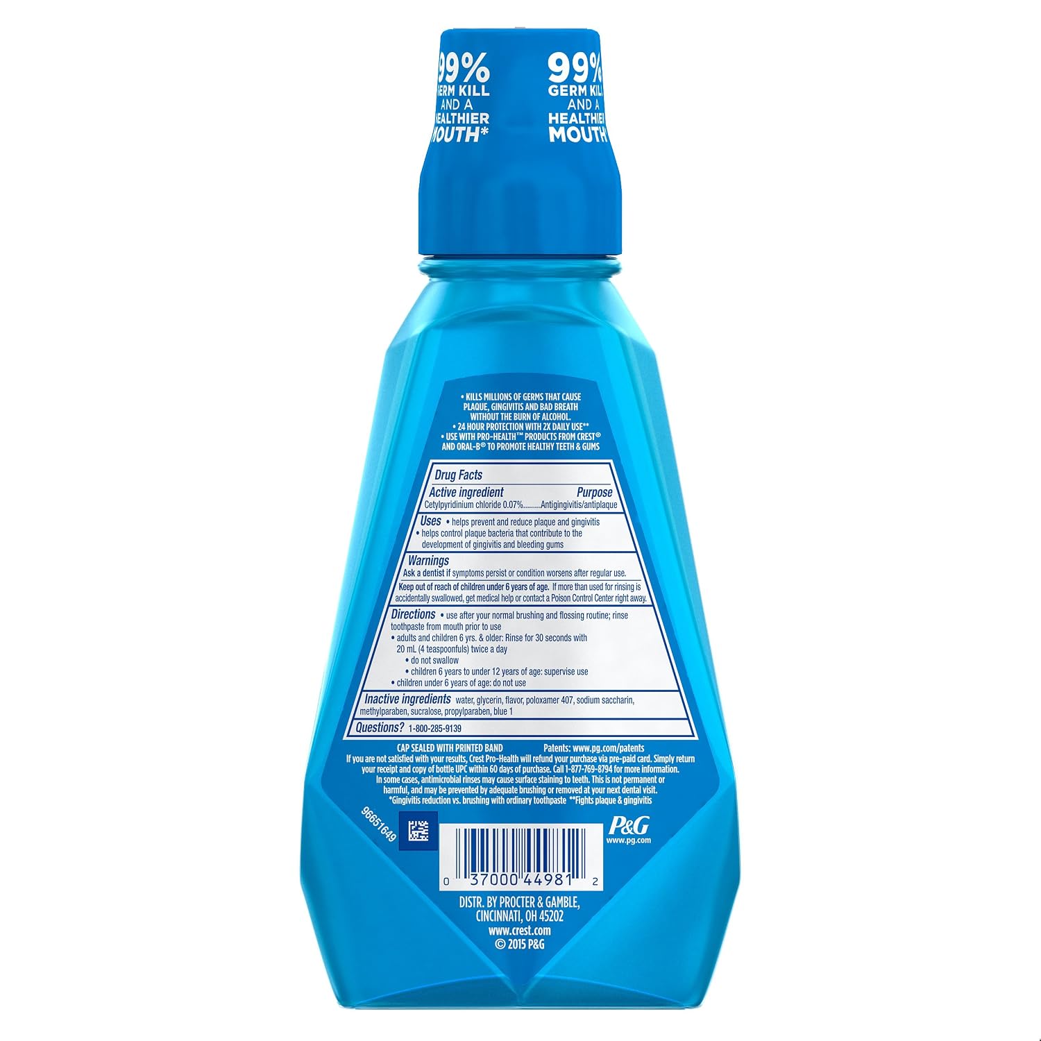 Crest Pro-health multi-protection refreshing clean mint flavor mouthwash 500ml (037000449812)