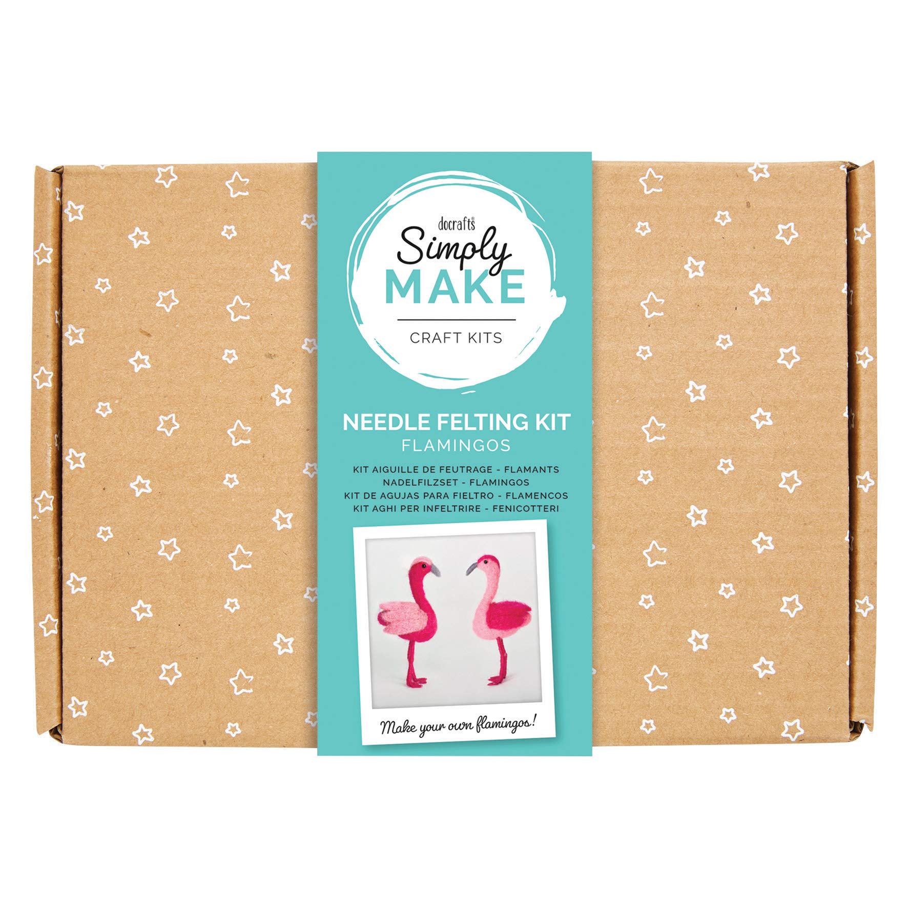 Simply Make Needle Felting Kit - Flamingos (2pk) Design for Kids and Adults, Including Wool, Needles, and all Tools, Perfect for Adult Crafts and Beginners - Needle Felting Art & Craft Kit