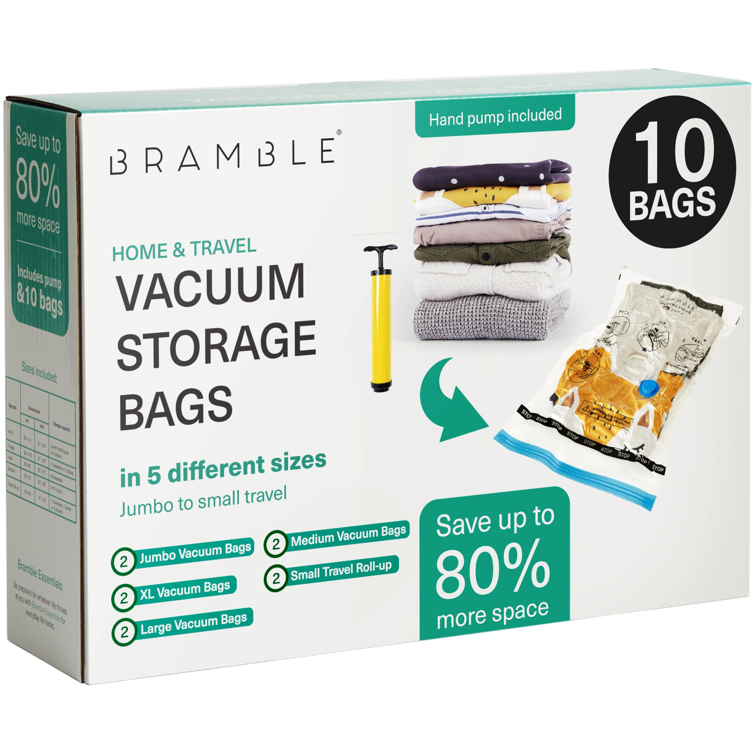 10 Pack Heavy Duty Vacuum Storage Bags Set with Pump, Compression Bags for Duvets, Clothes, Blankets