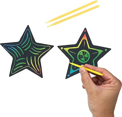 Amazon Com 50 Piece Scratch Art Star Craft Kit Christmas Ornament Crafts For Kids Toys Games