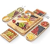 Charcuterie Board Set - FamRica Extra Large Cheese Board with 2 Drawers Bamboo Cheese Tray Serving - Unique Wedding Housewarming Birthday Gifts