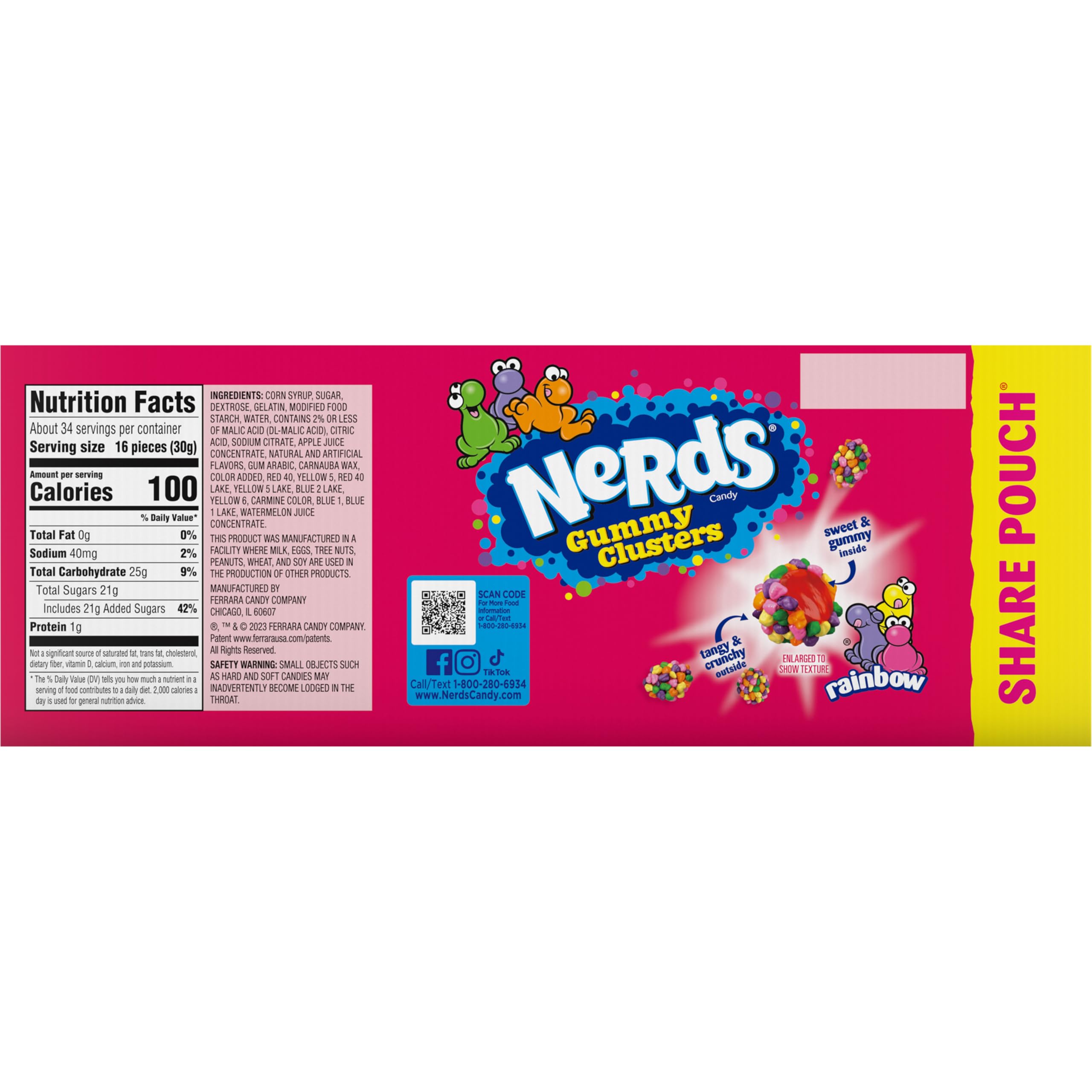 Nerds Gummy Clusters Candy, Rainbow, 3 Ounce Pouches (Pack of 12)