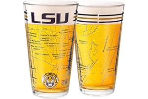 Greenline Goods – University of LSU Tigers College Pint Beer Glasses (Set of 2), 16 oz – Full-Color Logo + Campus Map
