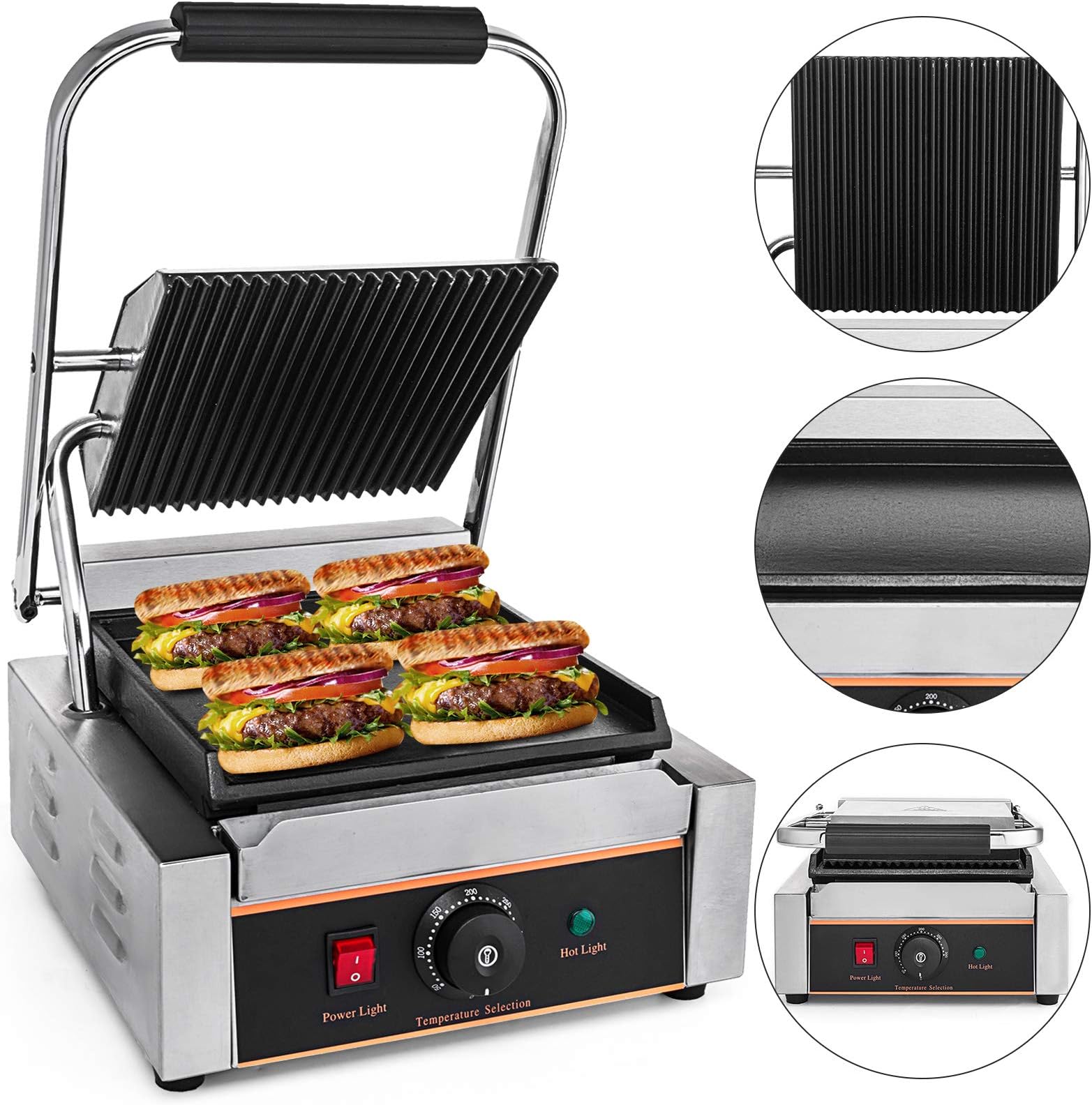 Mophorn Sandwich Press Grill Panini Maker and Grill Commercial Panini