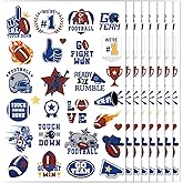 Cowboy of Dallas Football Temporary Tattoos, 200+ American Cowboy Rugby Tattoo Stickers, Blue Football Birthday Party Decorations for Sports Game Day Party Favors Supplies