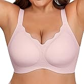 Xcutting Bras for Women Wireless Push Up Bra Full Coverage No Underwear Seamless Plus Size for Older Women Floral Print