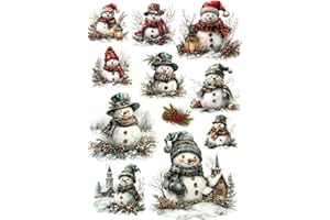EUROPEAN EXCELLENCY Vintage Christmas Decoupage Paper for Furniture and Crafts, Vintage Rice Paper for Decoupage, Junk Journals and Scrapbooking, Craft Supplies, A4 (Snowmen - 2 Sheets)